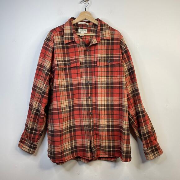 LL Bean Vintage Cotton Plaid Button Up Chamois Cloth Shirt Outdoor Comfy Mens XL - Picture 1 of 8